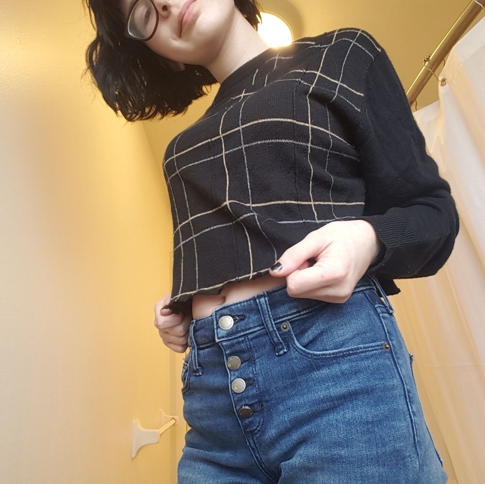 Black Sweater Crop Top
